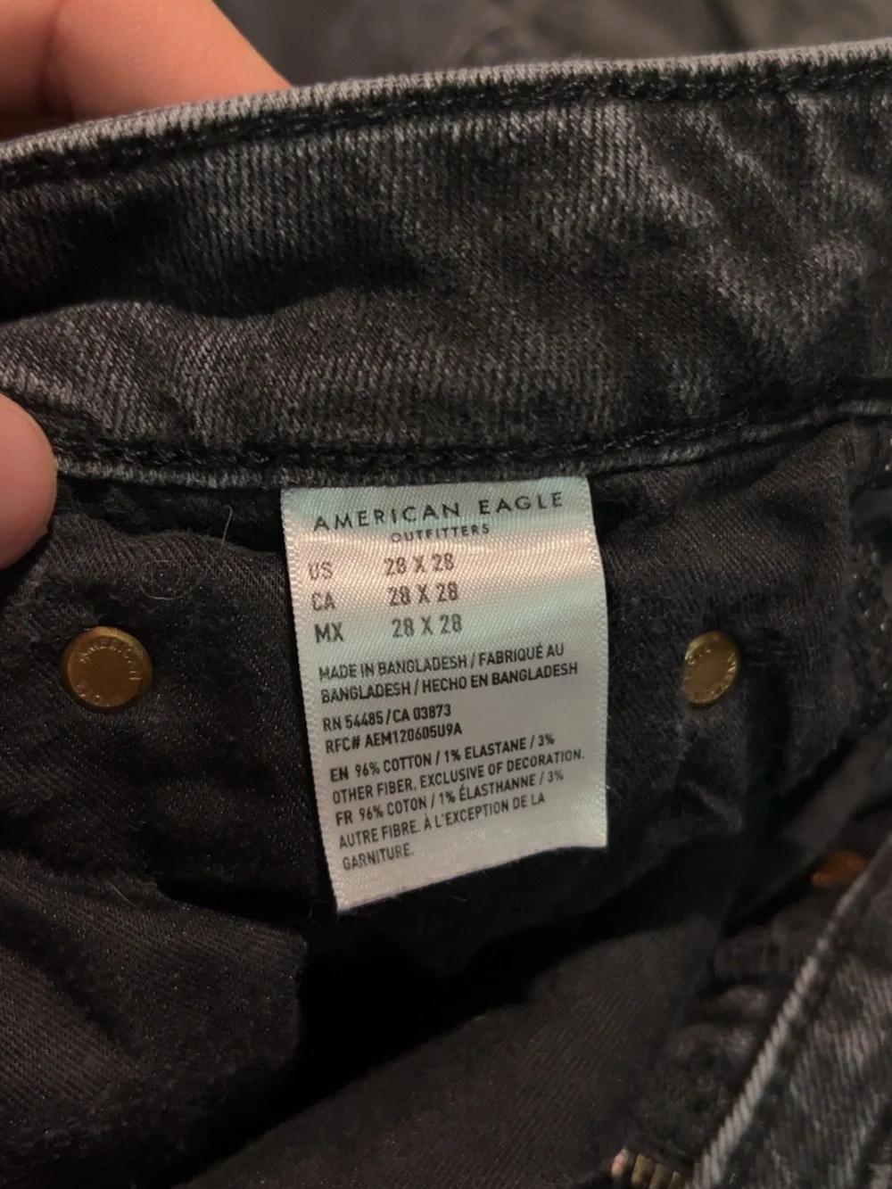 American Eagle Outfitters Men's Black-Grey Skinny Distressed Jeans